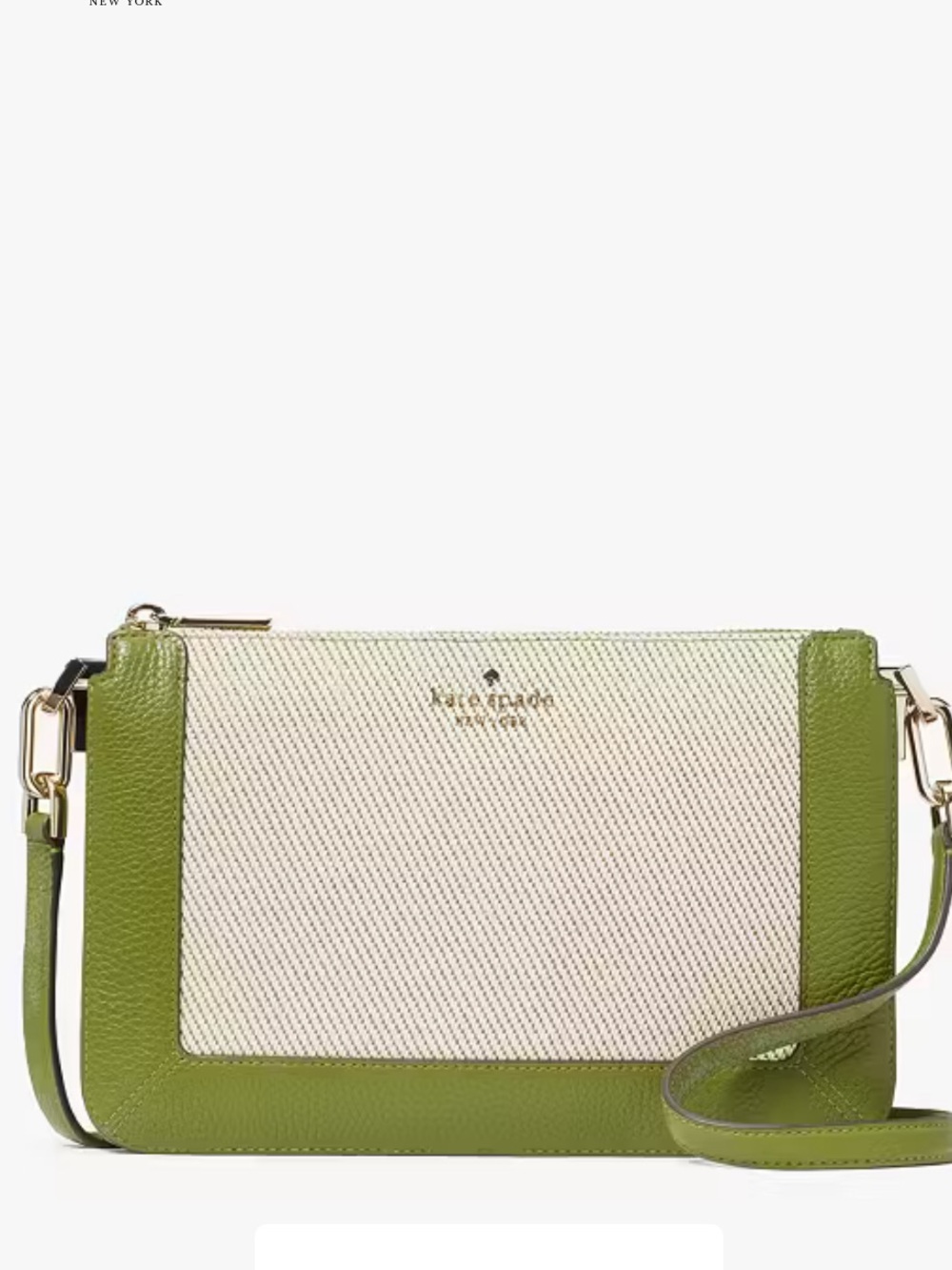 kate spade Green and Cream Canvas Leather Crossbody Bag